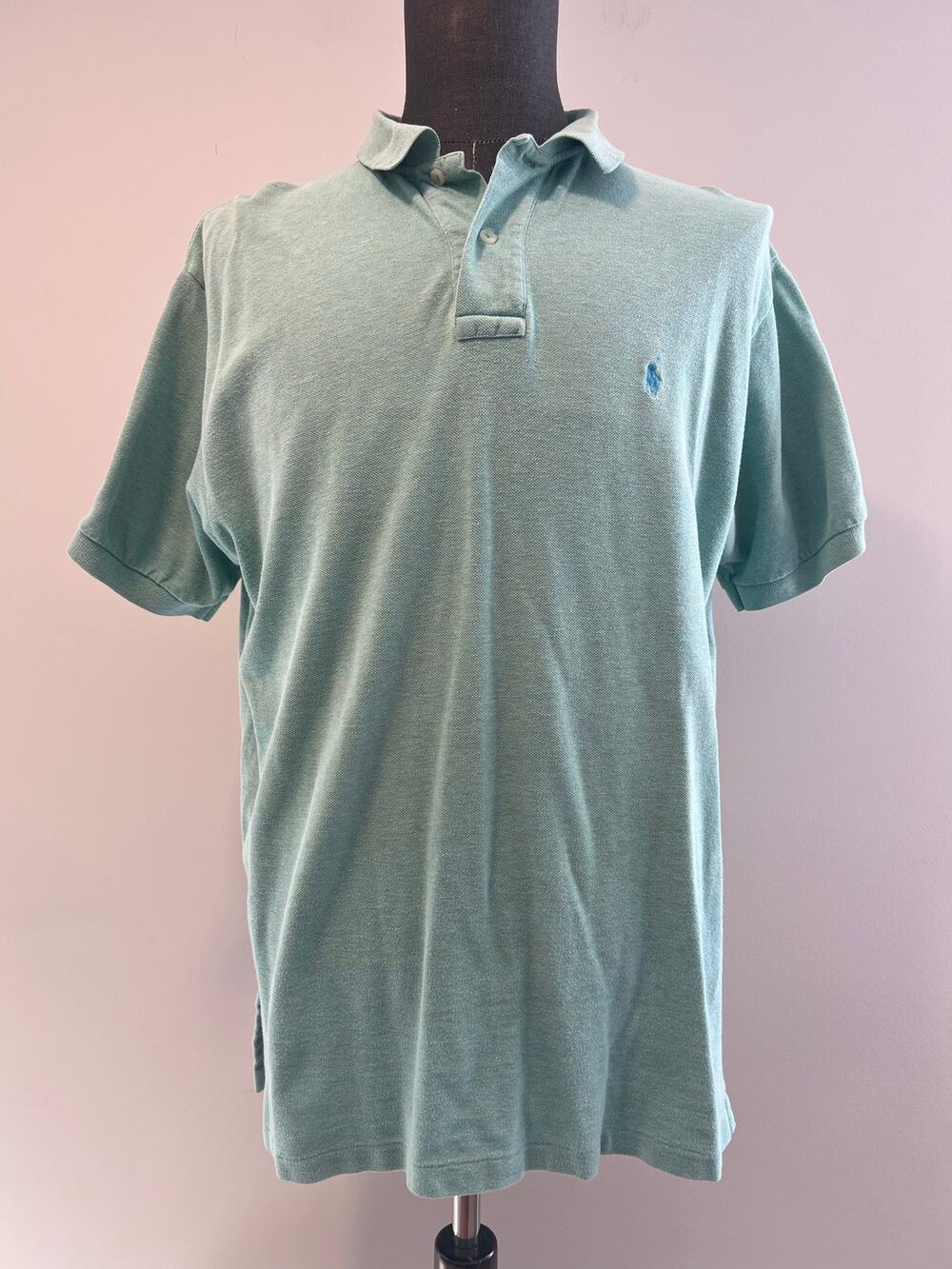 Polo Ralph Lauren 100% Pique Cotton Collared Shirt Pastel Green Size Large SG